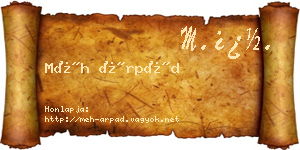 Méh Árpád névjegykártya